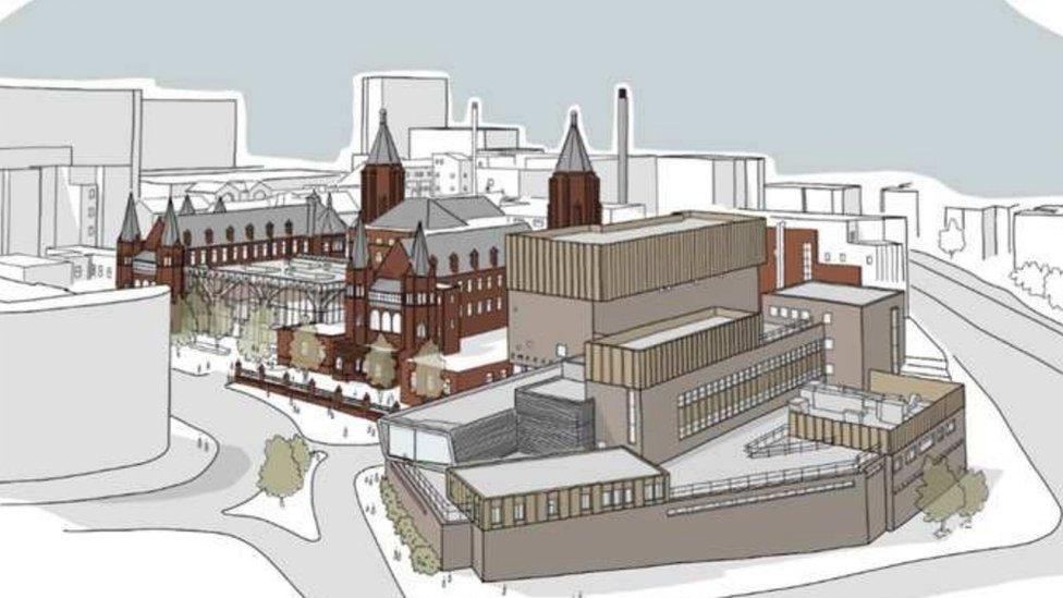 An artist's drawing of the proposed extensions to Birmingham Children's Hospital