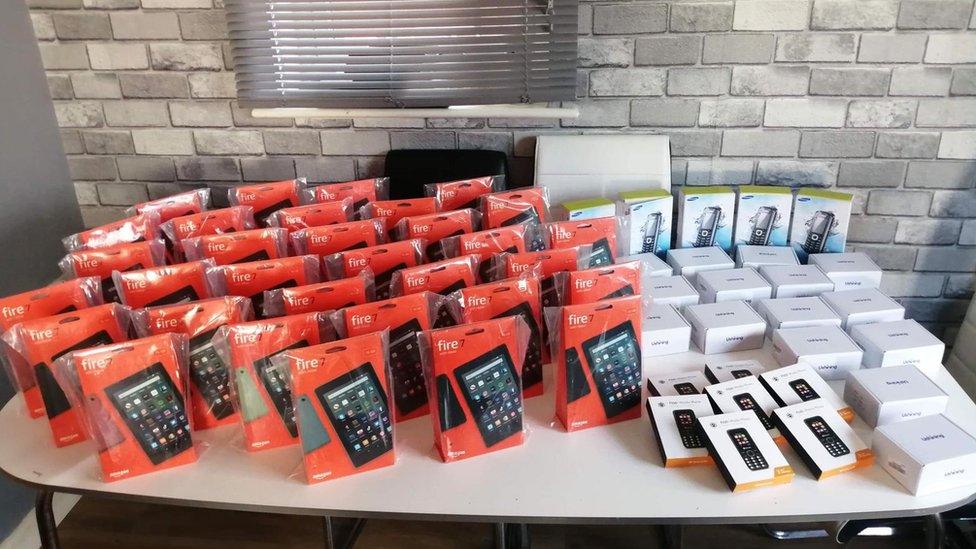 Dozens of tablets and mobile phones