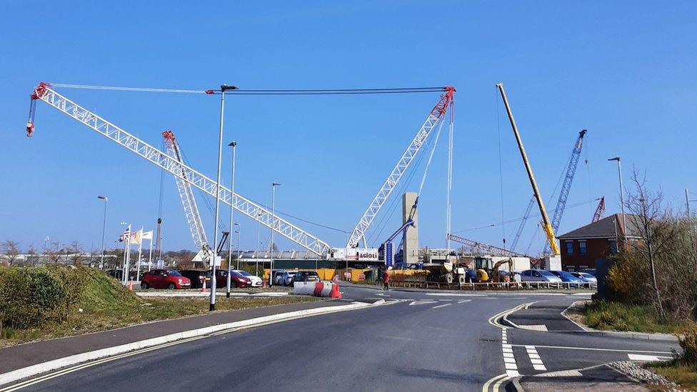 The construction site for the bridge project in Lowestoft, Suffolk