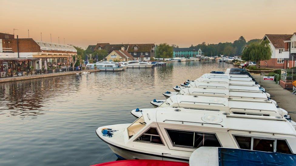 Cruiser boats at Wroxham in Norfolk