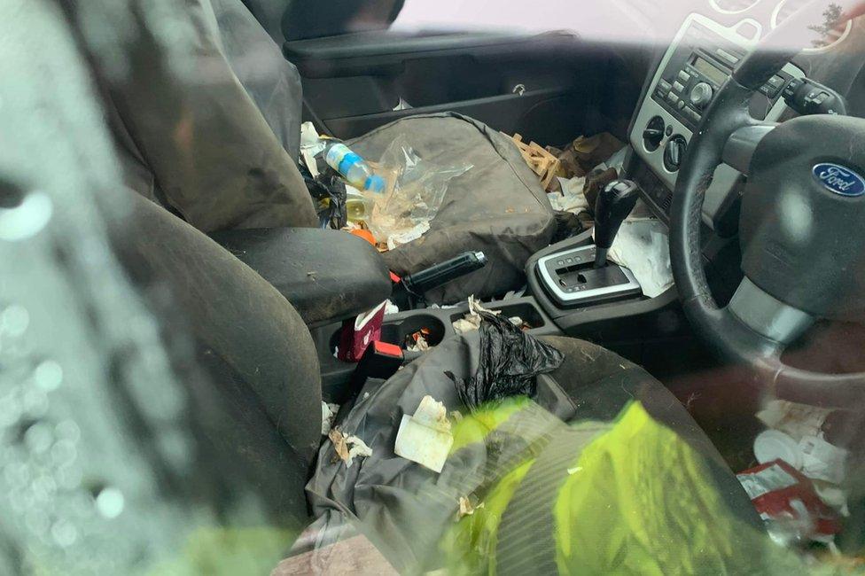 Rubbish inside car