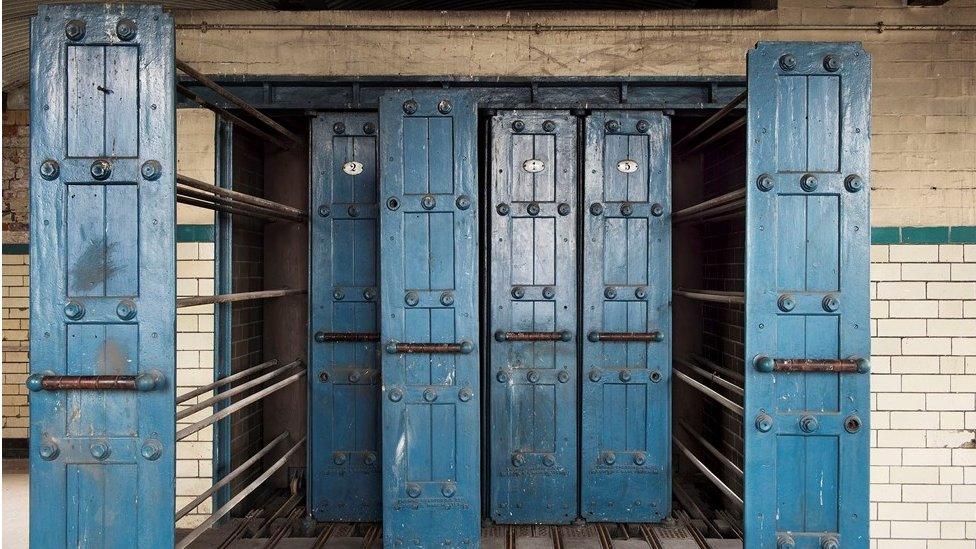 Laundry, detail of drying racks at Moseley Road Public Baths, Birmingham,