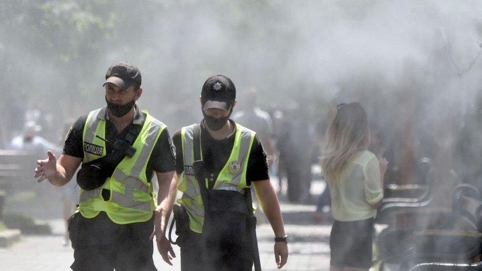 Water spray in Kyiv. 25 June 2020