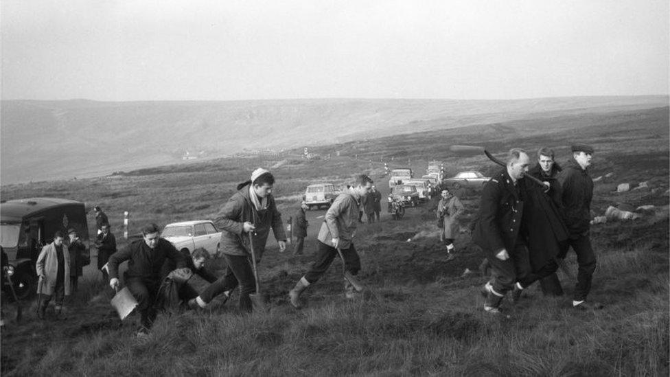 Police searching on Saddleworth Moor in 1965