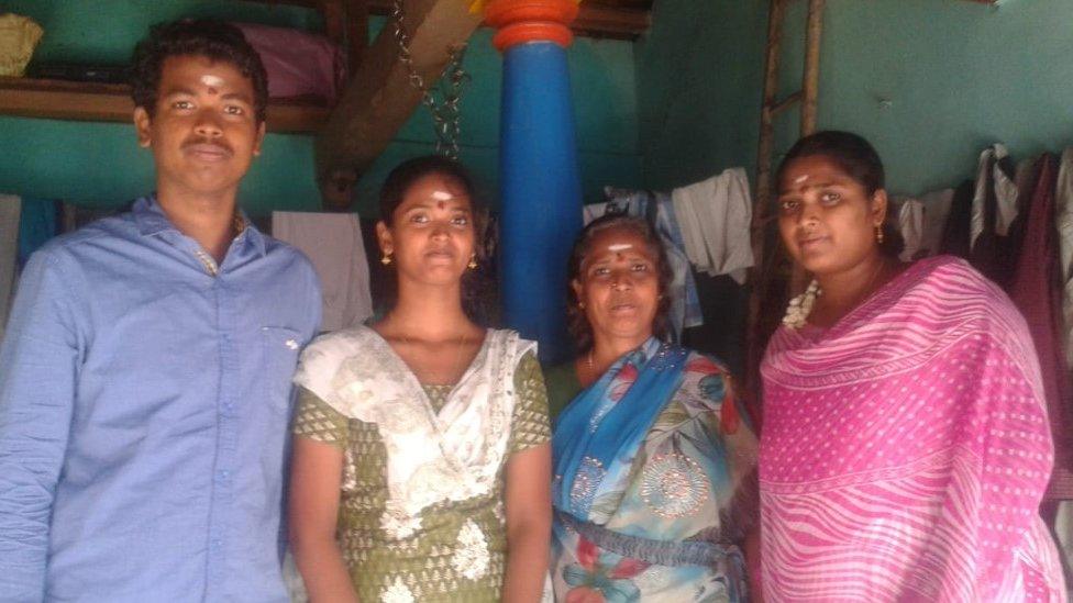 Swaminathan with three members of his family