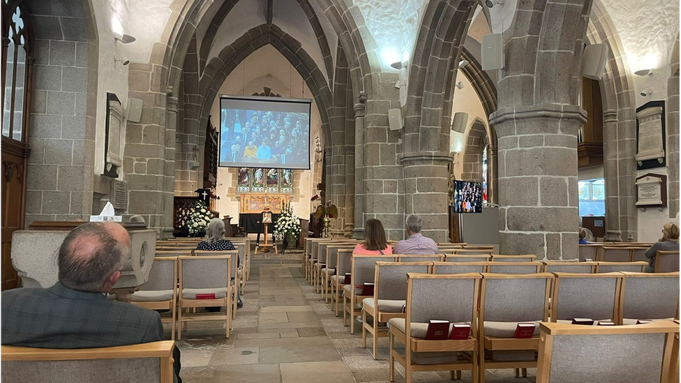 People at Town Church watched the State Funeral