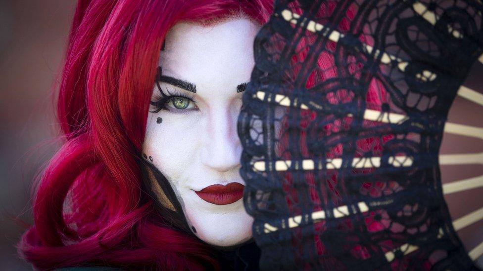 Lottie Spooner, in character as Dayna Darling, during the Asylum Steampunk Festival, in Lincoln