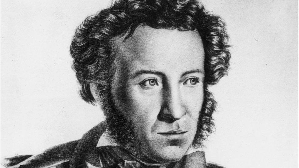 A drawing of Russian poet Alexander Pushkin