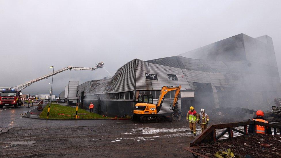 Firefighters battle flames at ISL Waste Management plant, Mallusk