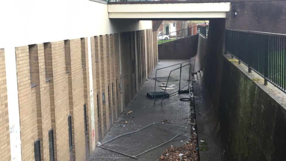 Underpass with litter