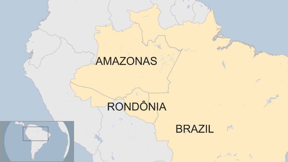 A map showing where Rondonia is in Brazil