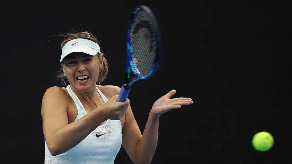 Maria Sharapova of Russia returns a shot during the Women's singles of 2017 China Open