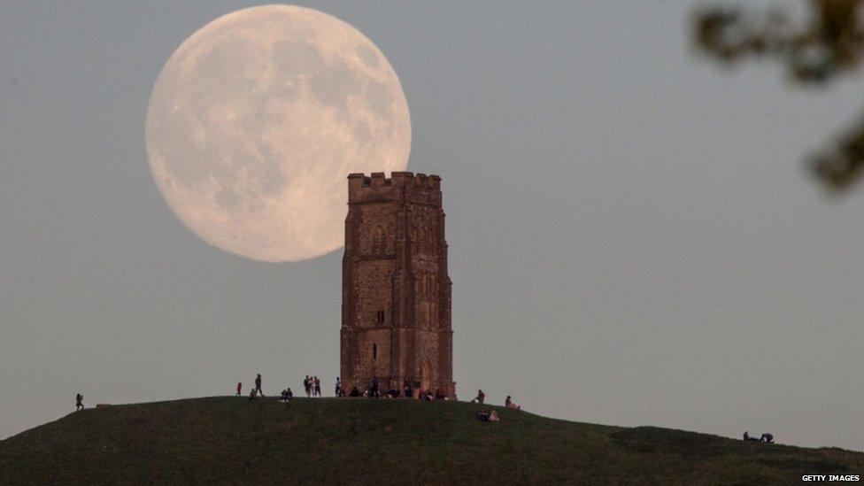 Blue moon over Glastonbury