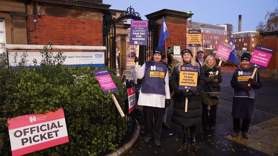 RCN members outside Newcastle's RVI