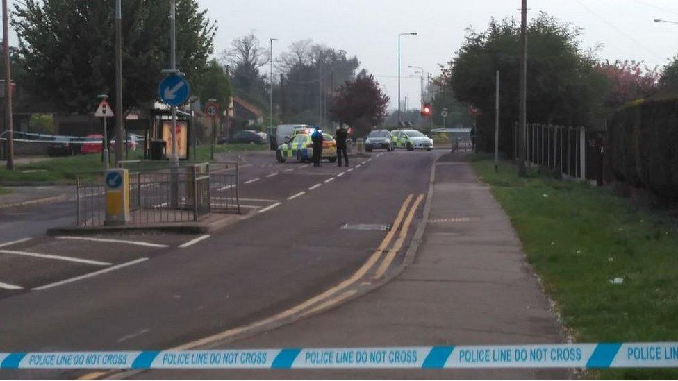 London Road has been closed between Stanford Road and the Butts Lane roundabout while forensics officers collect evidence