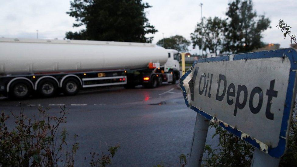 Tanker at oil depot