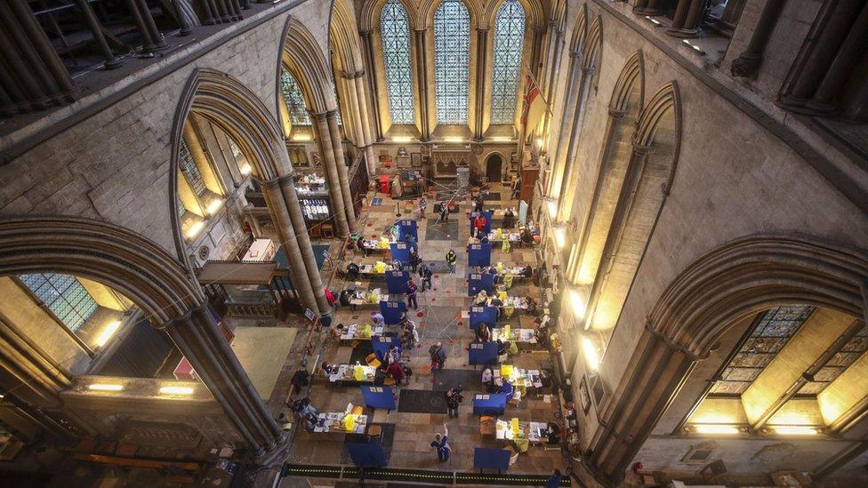 Vaccination centre in Salisbury Cathedral