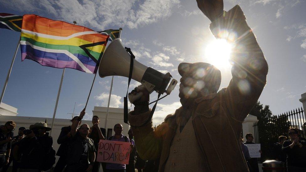 Protest in Cape Town against a law proposing changes to the constitution