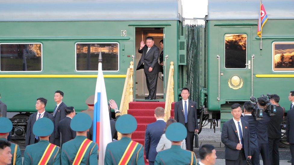 kim on his train in russia