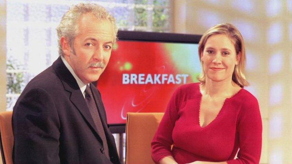 Jeremy Bowen and Sophie Raworth on BBC Breakfast in 2000