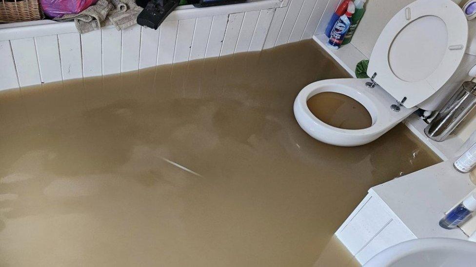 A flooded bathroom