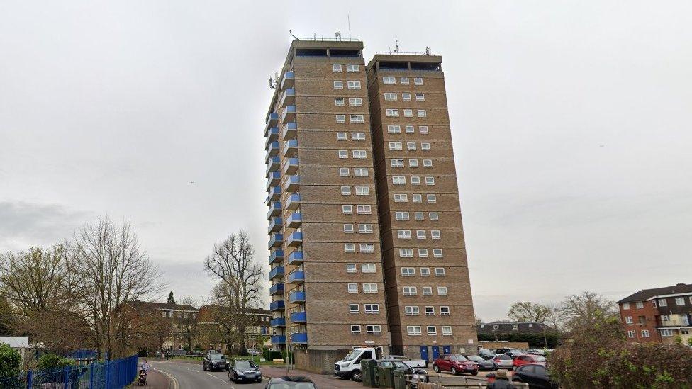 A high-rise block of flats in Surrey