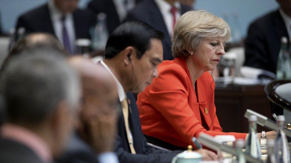 Theresa May at the G20 in Hangzhou, China.