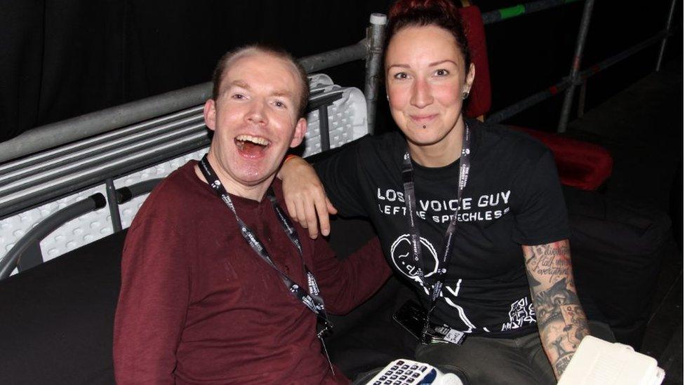 Lee Ridley with his personal assistant Emy Jones