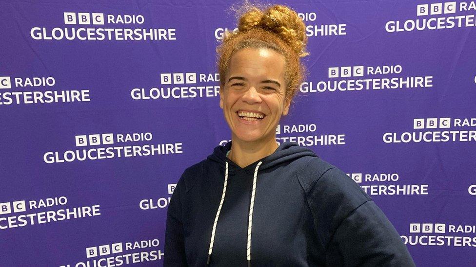 Sabrina photographed at BBC Radio Gloucestershire