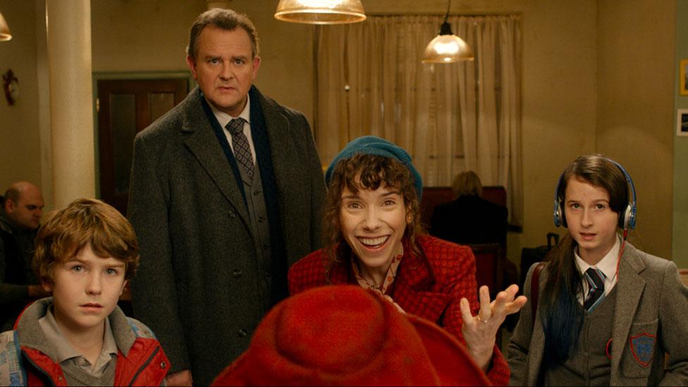 Samuel Joslin, Hugh Bonneville, Sally Hawkins and Madeleine Harris in Paddington