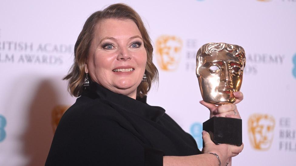 Joanna Scanlan with her Bafta