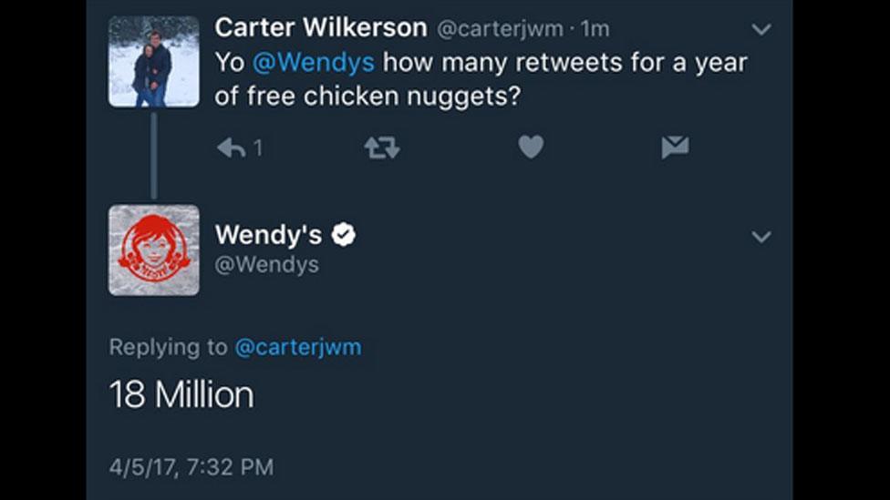 Carter Wilkerson's twitter conversation with Wendy's