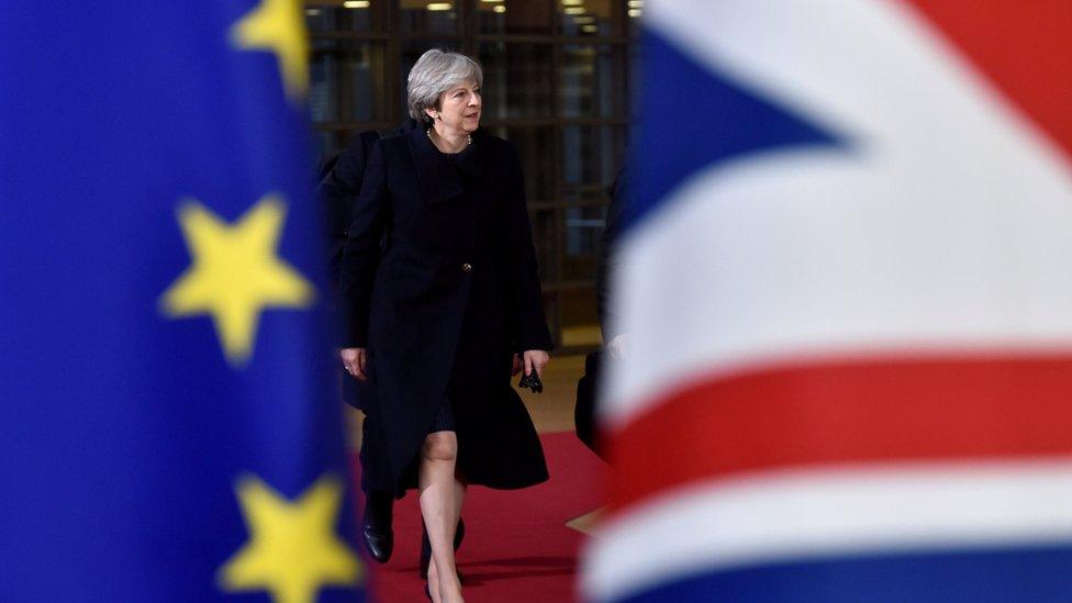 UK Prime Minister Theresa May arrives for the EU summit in Brussels, Belgium on 14 December 2017.