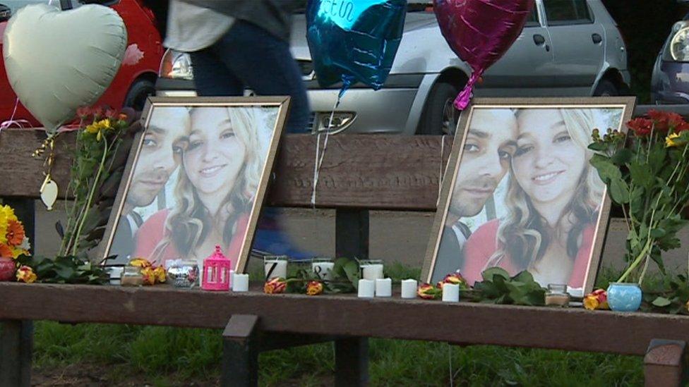 Photos, candles and balloons