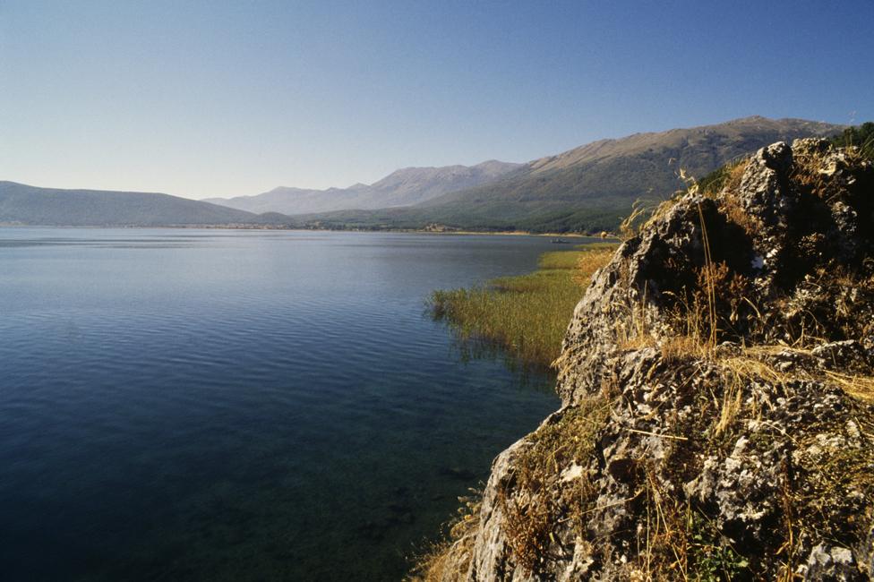 Lake Prespa lies on the border of Greece, North Macedonia and Albania