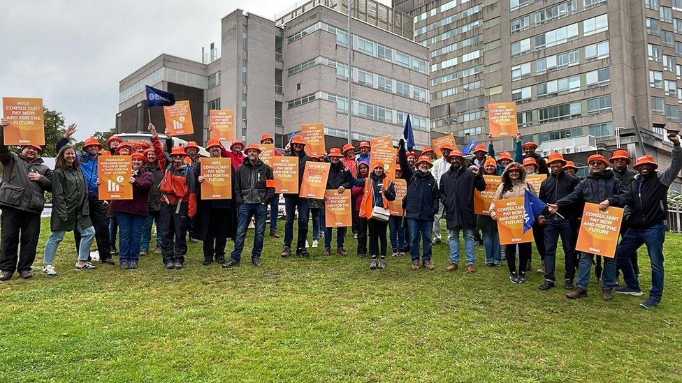 Consultants striking outside the Royal Hallamshire Hospital