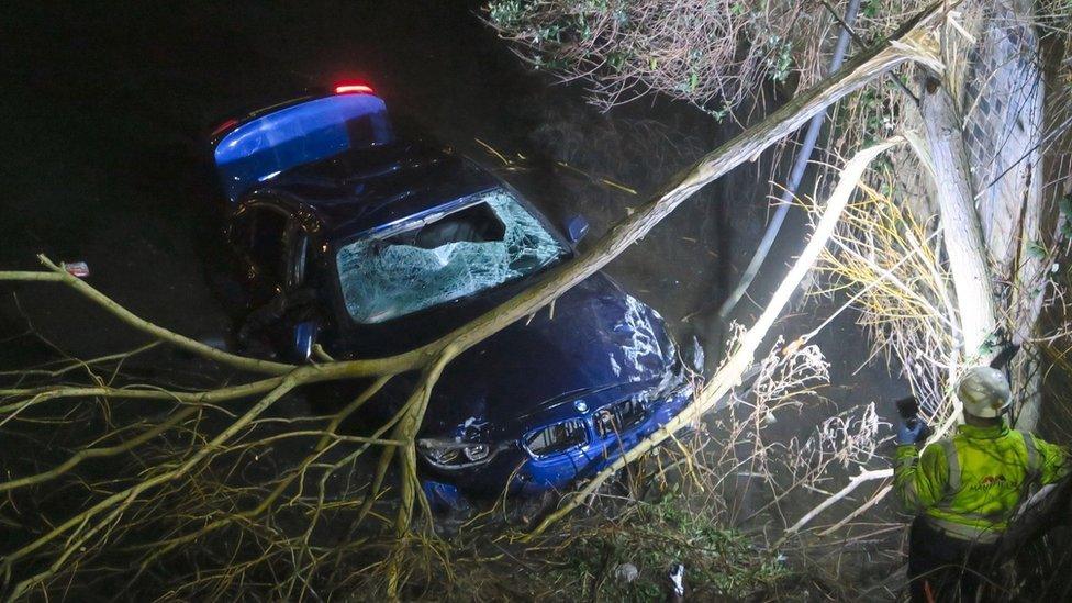 Car in the canal