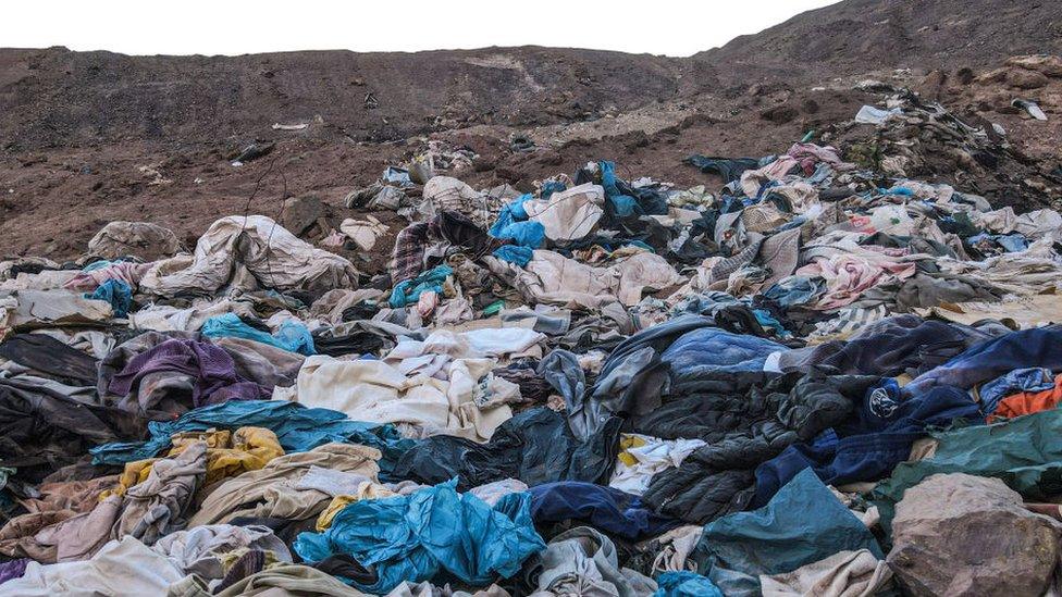 Discarded clothes in Chile's Atacama Desert