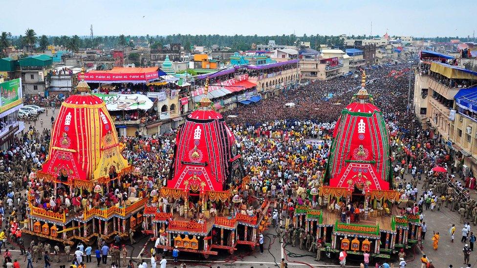 Chariot Festival in India in Puri, 65km from Bhubaneswar in 2017