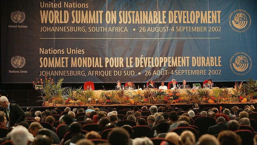 The delegates at the World Summit on Sustainable Development in Johannesburg in 2002