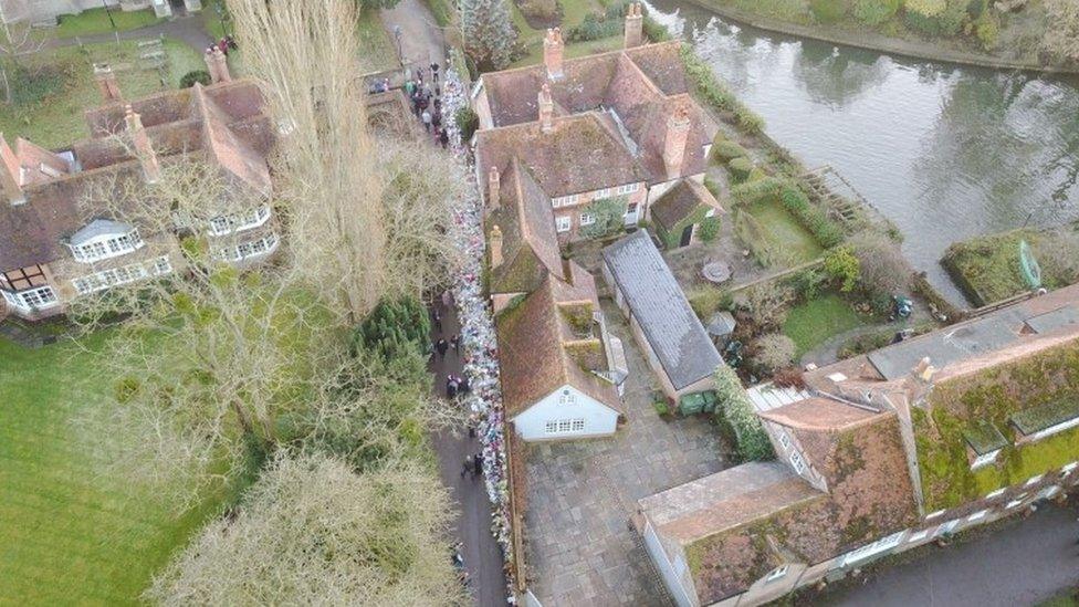 Tributes and flowers outside the home of George Michael