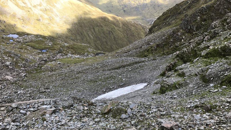 Snow patch at Aonach Beag