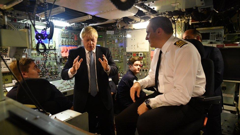 Boris Johnson on a submarine