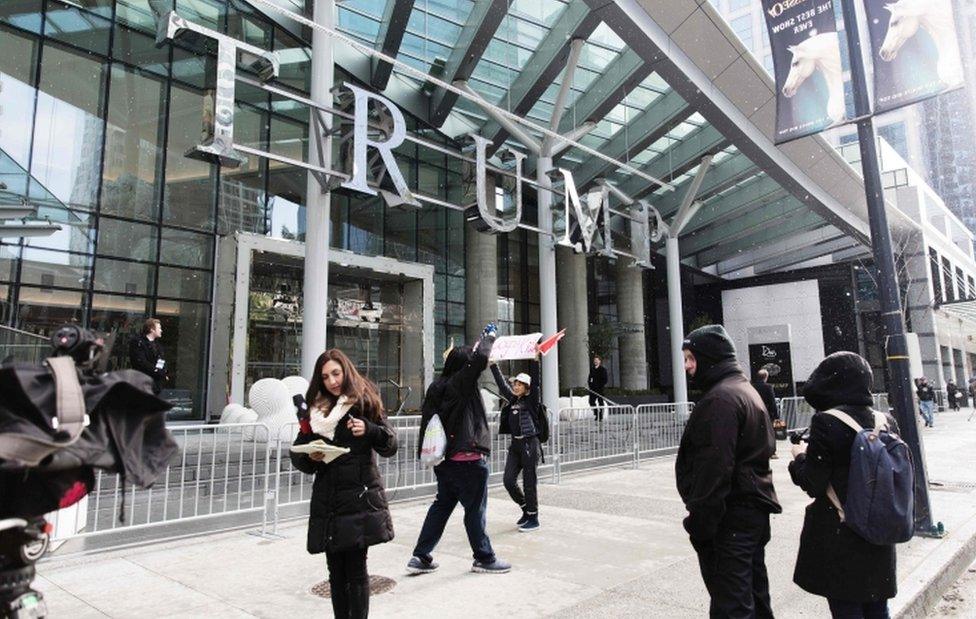 The Trump Tower in Vancouver before the inauguration ceremony for the Trump International Hotel and Tower on February 28, 2017.