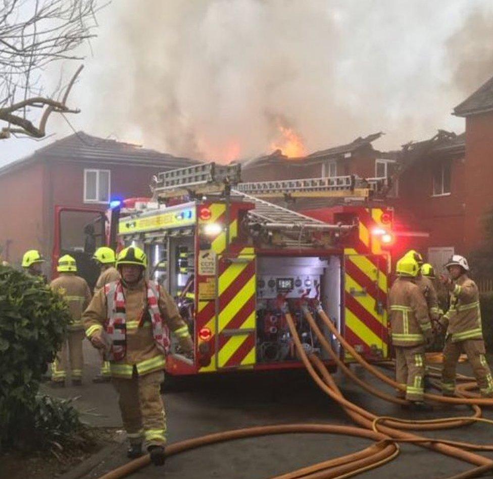 Firefighters tackling blaze at care home on Cadmore Lane, Cheshunt.