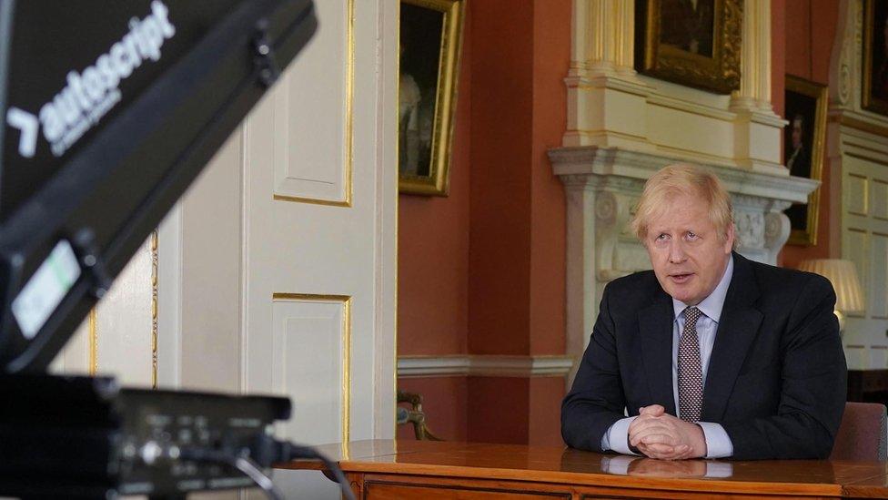 Boris Johnson delivering his address to the nation