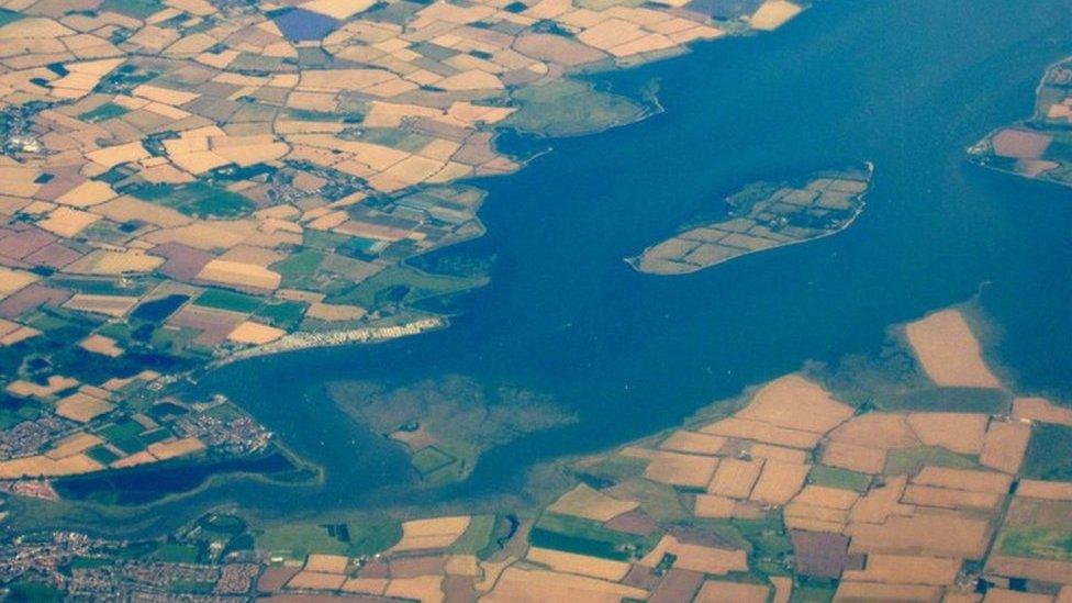 Osea Island from the air, taken during a flight from Paris to Edinburgh