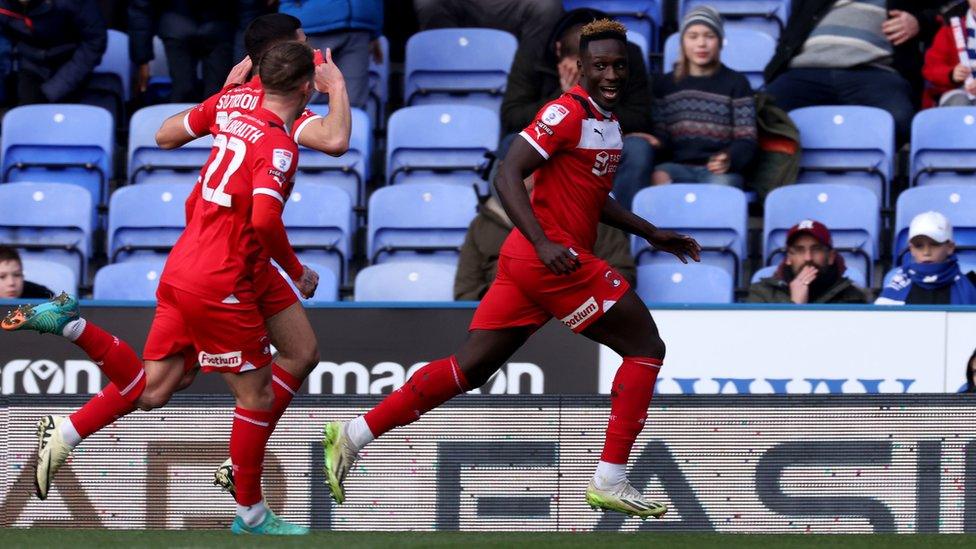 Dan Agyei celebrates goal at the SCL Stadium