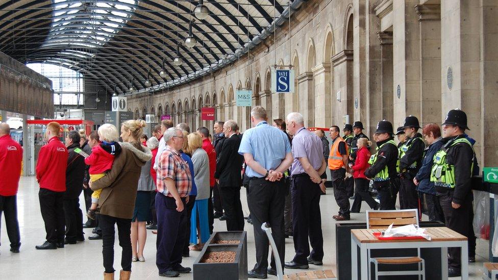 Silence at Newcastle central station