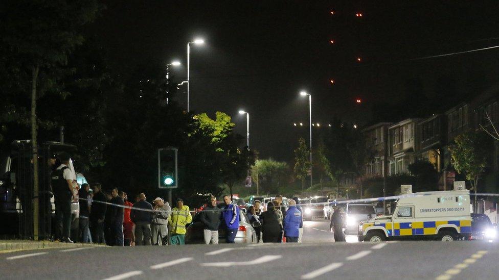 Crowds gathered in the area following the shooting